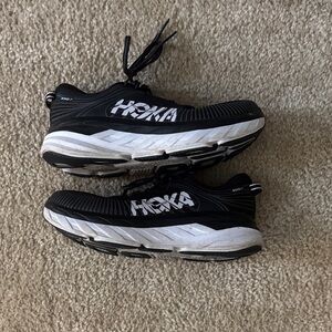 Hoka Black and White Athletic Sneakers
